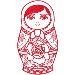 Nesting doll red embroidery design - Embroidery Design
