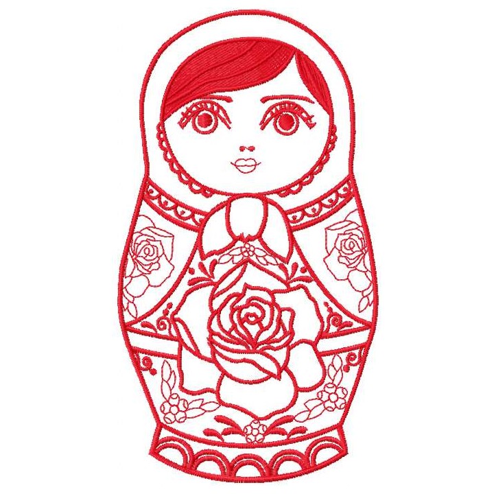 Nesting doll red embroidery design - Embroidery Design