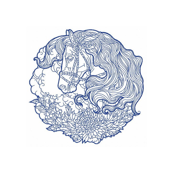 Romantic horse 4 embroidery design - Embroidery Design