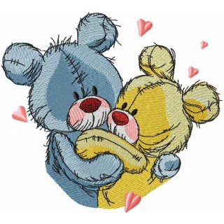 Teddy Bears happy together 2 embroidery design - Embroidery Design
