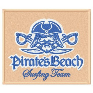 Pirate's beach Surfing team embroidery design - Embroidery Design