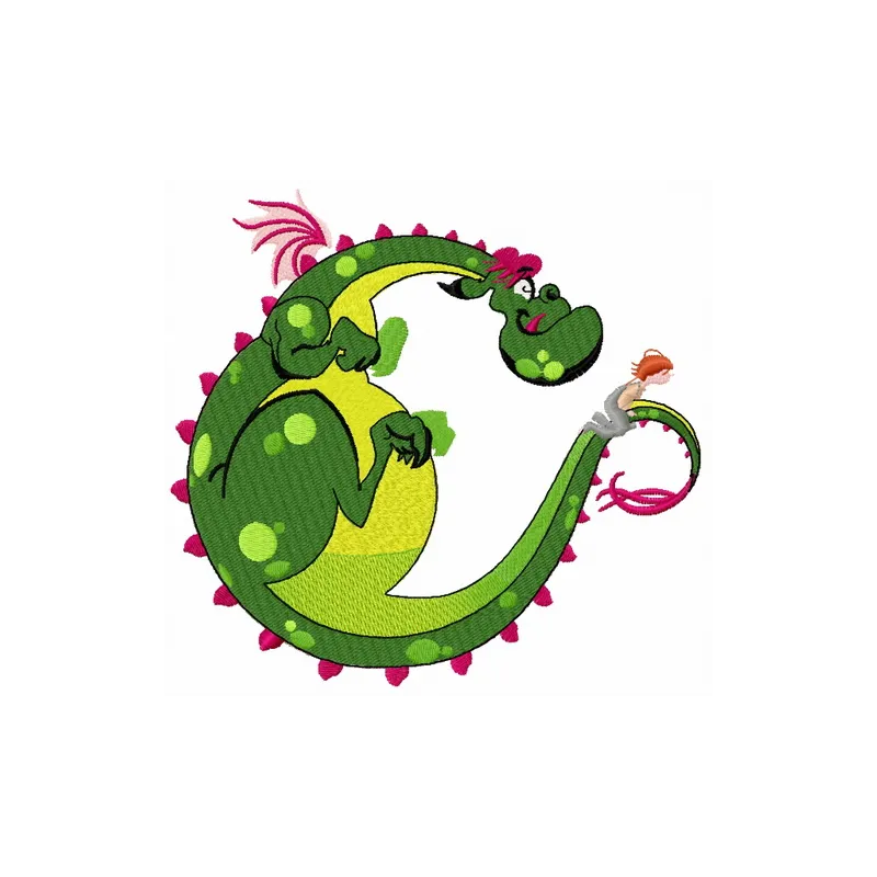 Elliott the Dragon 5 embroidery design featuring a whimsical dragon motif, ideal for embellishing children's apparel and acc…