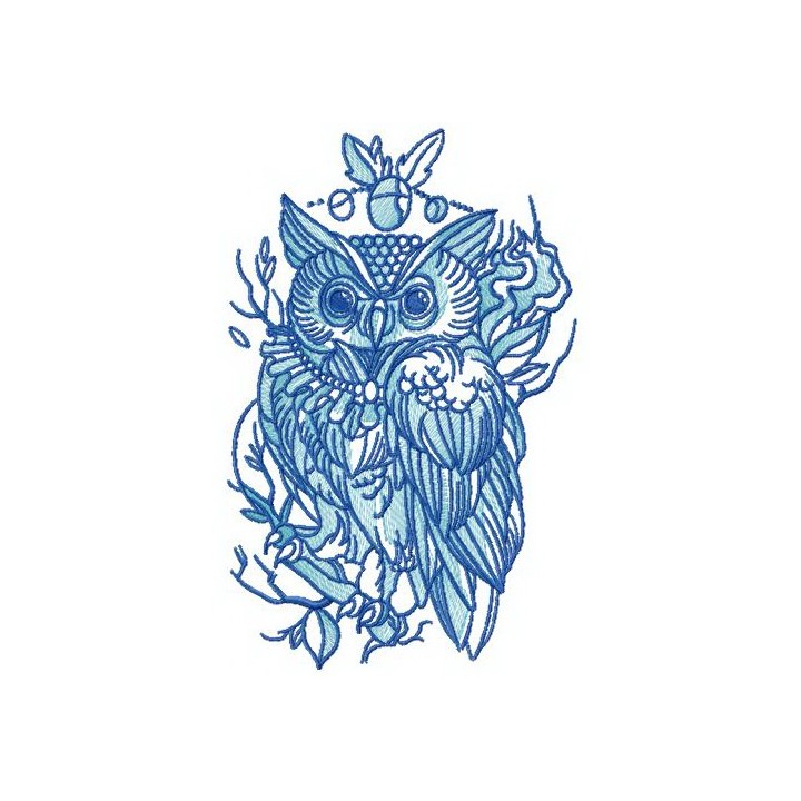 Wise owl with collar embroidery design - Embroidery Design