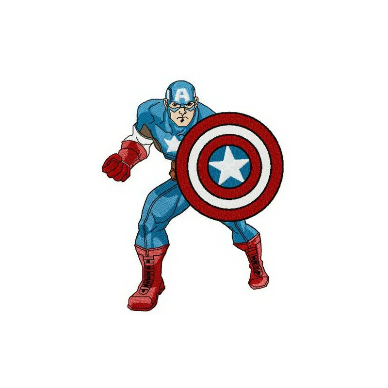 Brave and strong Captain America embroidery design showcasing a heroic motif for stitching on various fabrics.