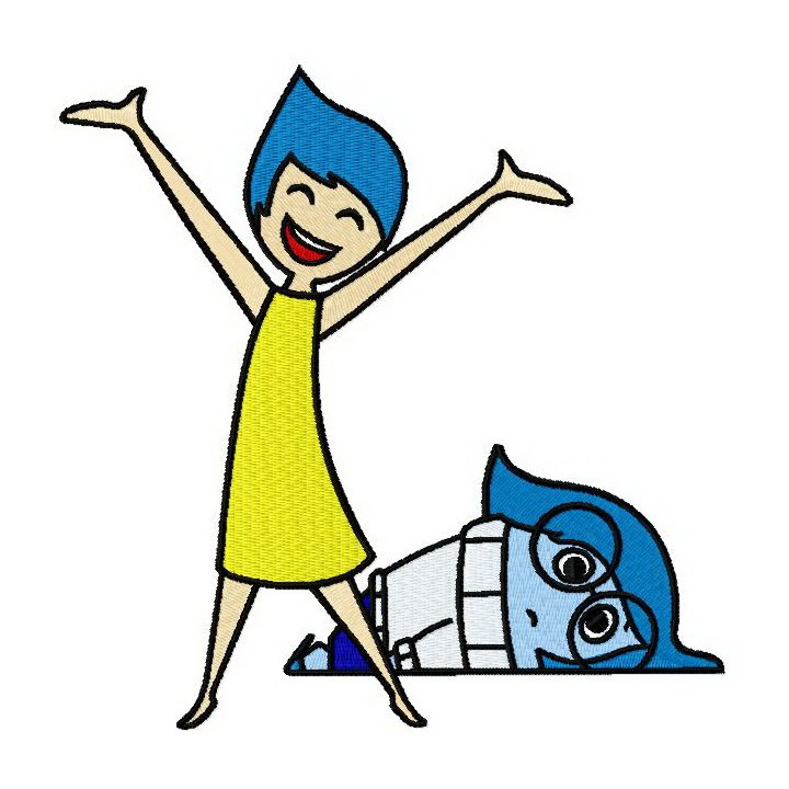 Happy Joy and upset Sadness embroidery design - Embroidery Design