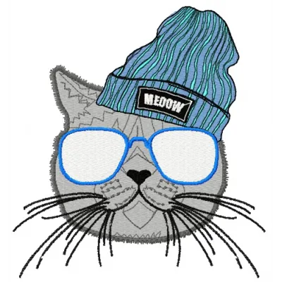 Preview of the British cat 2 embroidery design featuring a charming feline motif, ideal for various fabric projects.