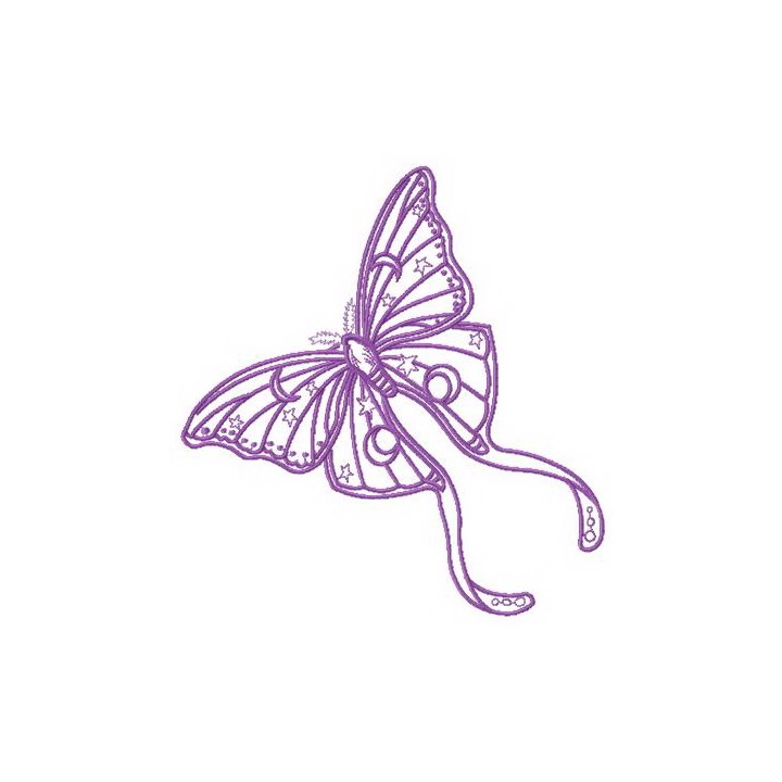 Purple stars and moons butterfly embroidery design - Embroidery Design