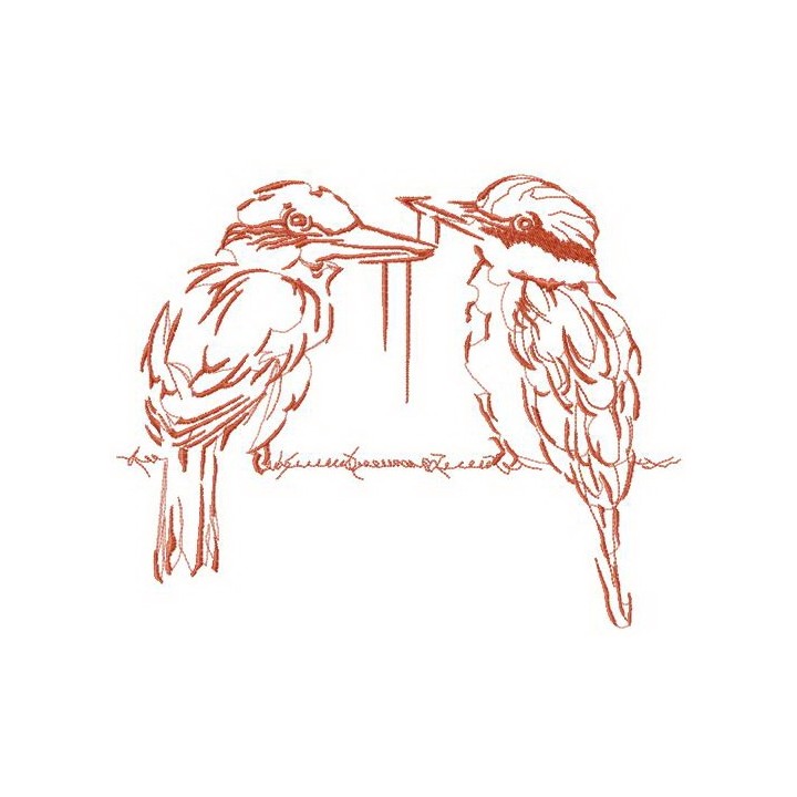 Couple of brown shrikes embroidery design - Embroidery Design