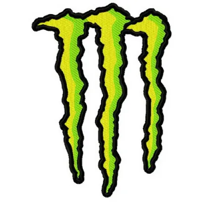 Monster Energy embroidery design featuring the iconic logo, perfect for stitching on caps and hoodies.