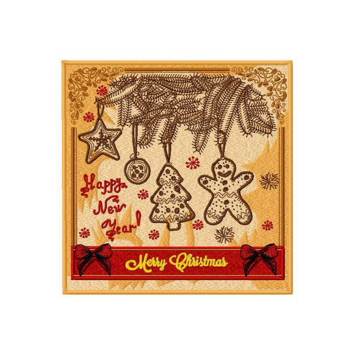 Merry Christmas postcard 4 embroidery design - Embroidery Design
