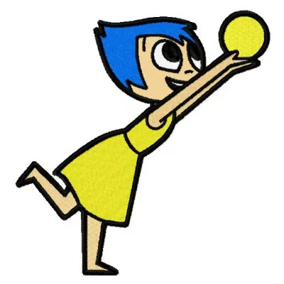 Joy playing volleyball embroidery design showcasing vibrant stitching patterns for sports-themed projects.