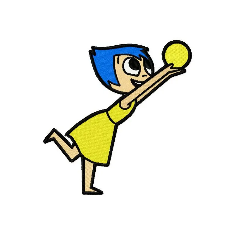 Joy playing volleyball embroidery design showcasing vibrant stitching patterns for sports-themed projects.