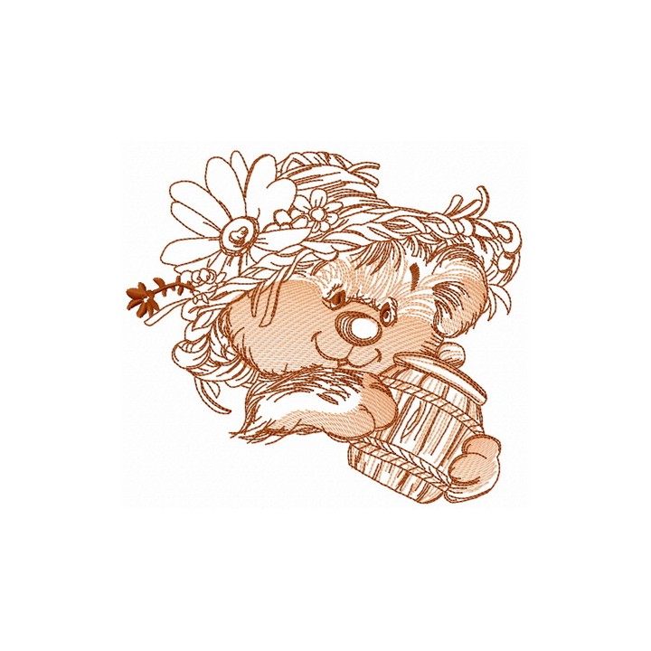Rustic bear with honey pot 3 embroidery design - Embroidery Design
