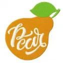 Charming pear embroidery design showcasing a delightful motif for kitchen and cooking projects.