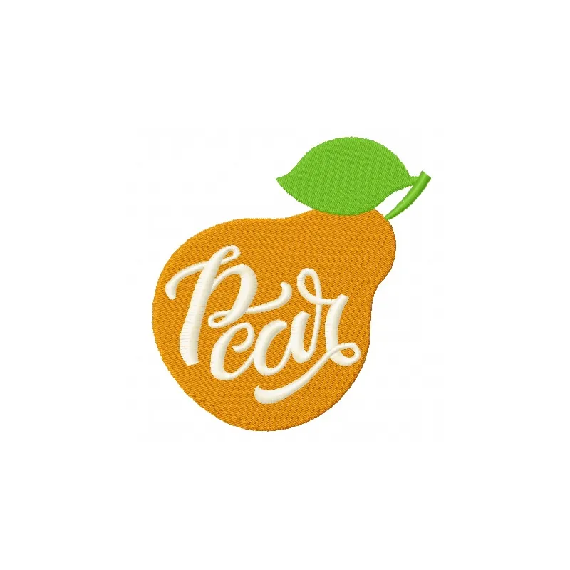 Charming pear embroidery design showcasing a delightful motif for kitchen and cooking projects.
