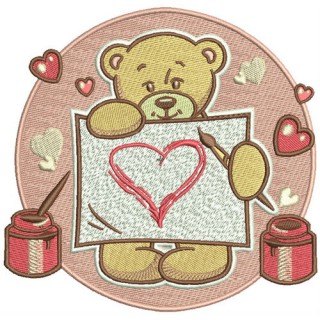 Teddy's painting embroidery design - Embroidery Design