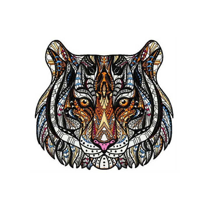 Mosaic tiger embroidery design - Embroidery Design