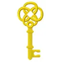 Golden key 4 embroidery design showcasing an intricate key motif ideal for embellishing tote bags and towels.