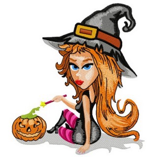 Charming witch embroidery design - Embroidery Design