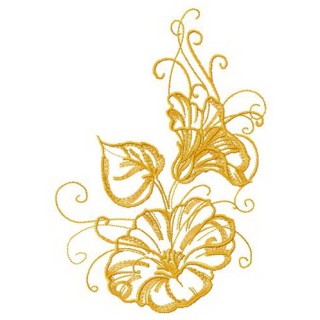 Yellow morning glory flowers embroidery design - Embroidery Design