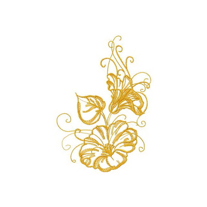 Yellow morning glory flowers embroidery design - Embroidery Design