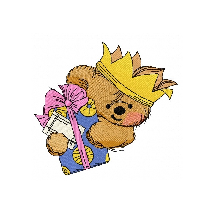 Teddy bear the king 2 embroidery design - Embroidery Design
