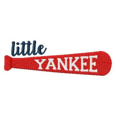 Preview of the Little Yankee embroidery design featuring a playful baseball motif for creative stitching projects.