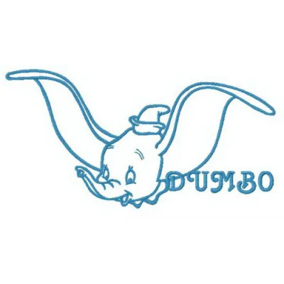 Dumbo ready to fly embroidery design featuring a whimsical Dumbo motif, ideal for embellishing t-shirts and baby onesies.