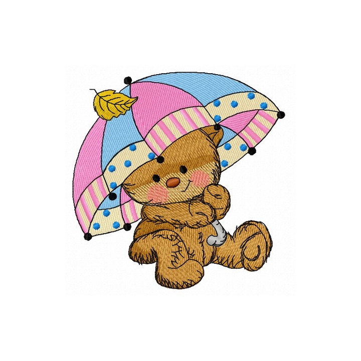 Teddy's rainy day 2 embroidery design - Embroidery Design