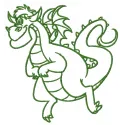 Elliott the Dragon 2 embroidery design showcasing a whimsical dragon motif for creative projects.