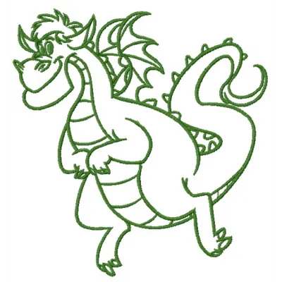 Elliott the Dragon 2 embroidery design showcasing a whimsical dragon motif for creative projects.
