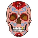Rainbow skull 2 embroidery design showcasing vibrant colors, ideal for stitching on t-shirts and hoodies.