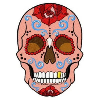 Rainbow skull 2 embroidery design showcasing vibrant colors, ideal for stitching on t-shirts and hoodies.