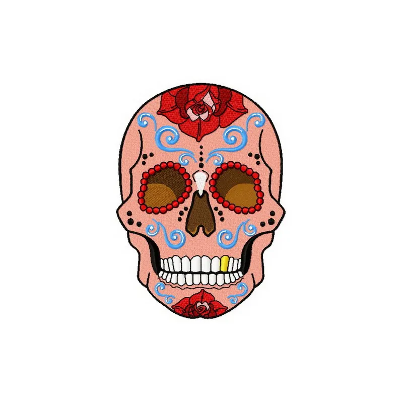 Rainbow skull 2 embroidery design showcasing vibrant colors, ideal for stitching on t-shirts and hoodies.