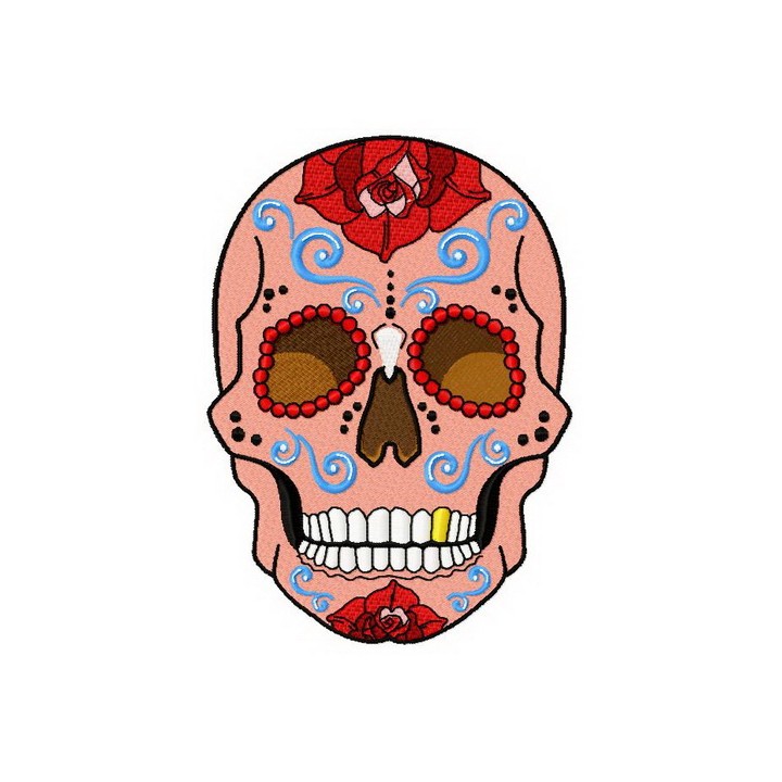 Rainbow skull 2 embroidery design - Embroidery Design