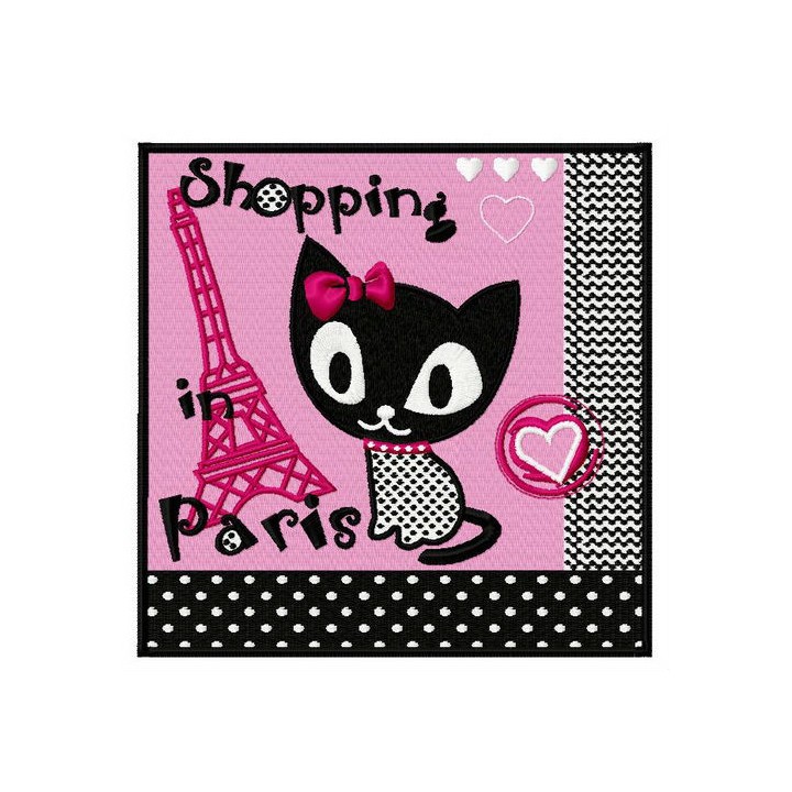 Shopping in Paris embroidery design - Embroidery Design