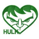 Preview of Hulk's heart embroidery design featuring a bold, vibrant motif for stitching on apparel and accessories.