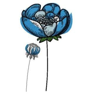 Azure Blossom Haven embroidery design - Embroidery Design