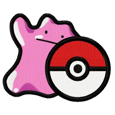 Ditto 2 embroidery design featuring a playful Pokemon character, ideal for stitching on t-shirts or hoodies.