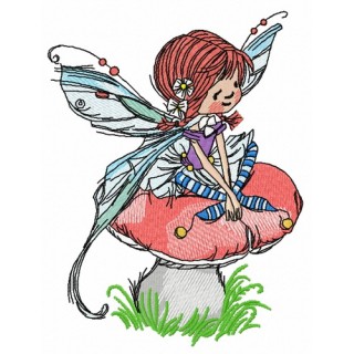 Mushroom fairy 2 embroidery design - Embroidery Design