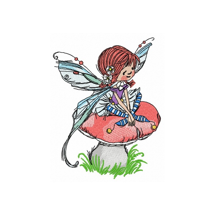 Mushroom fairy 2 embroidery design - Embroidery Design