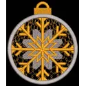 Preview of a Christmas ball embroidery design featuring a golden snowflake pattern, perfect for holiday decorations.