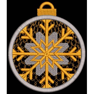 Christmas ball golden snowflake embroidery design - Embroidery Design
