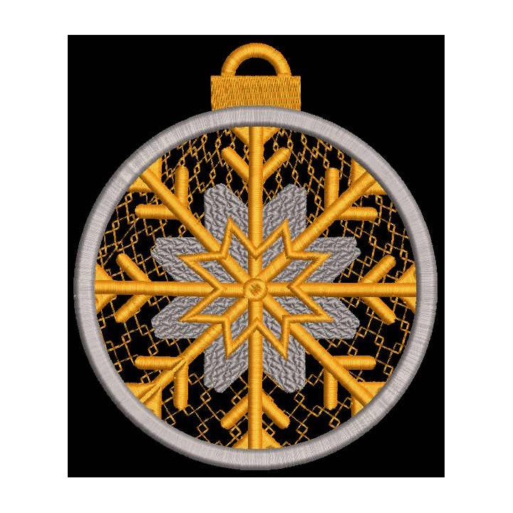 Christmas ball golden snowflake embroidery design - Embroidery Design