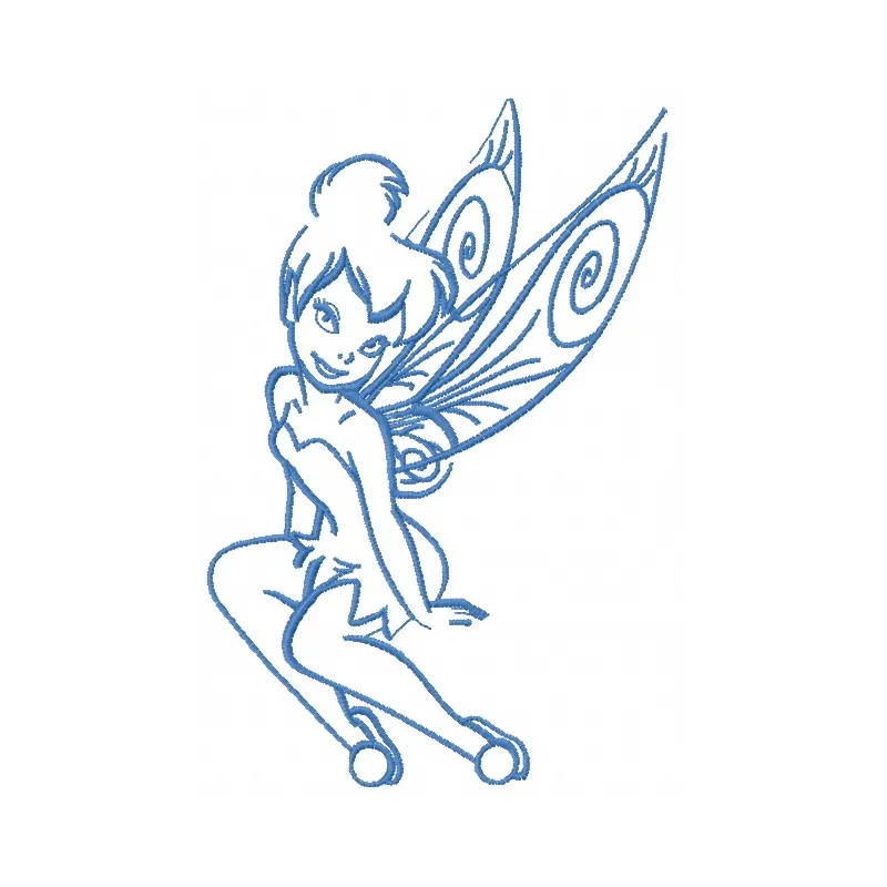 Tinkerbell 15 embroidery design preview showcasing a whimsical fairy motif for stitching on apparel and accessories.