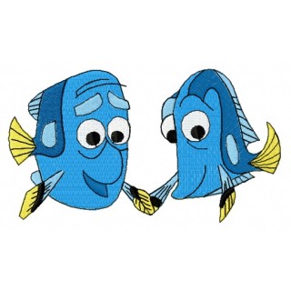 Fish couple embroidery design - Embroidery Design