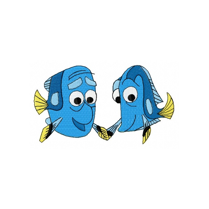 Fish couple embroidery design - Embroidery Design