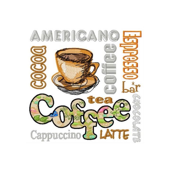 Different coffee embroidery design - Embroidery Design