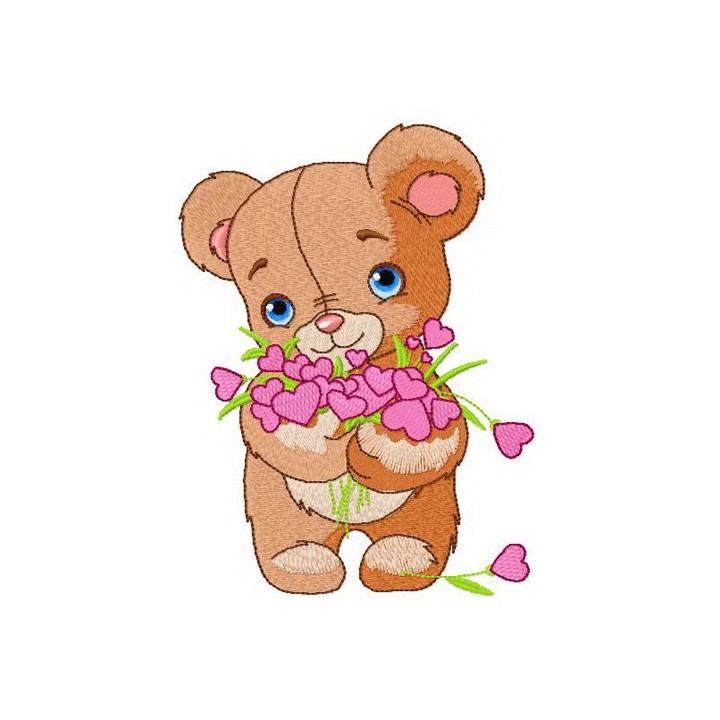 Shy teddy bear 2 embroidery design - Embroidery Design