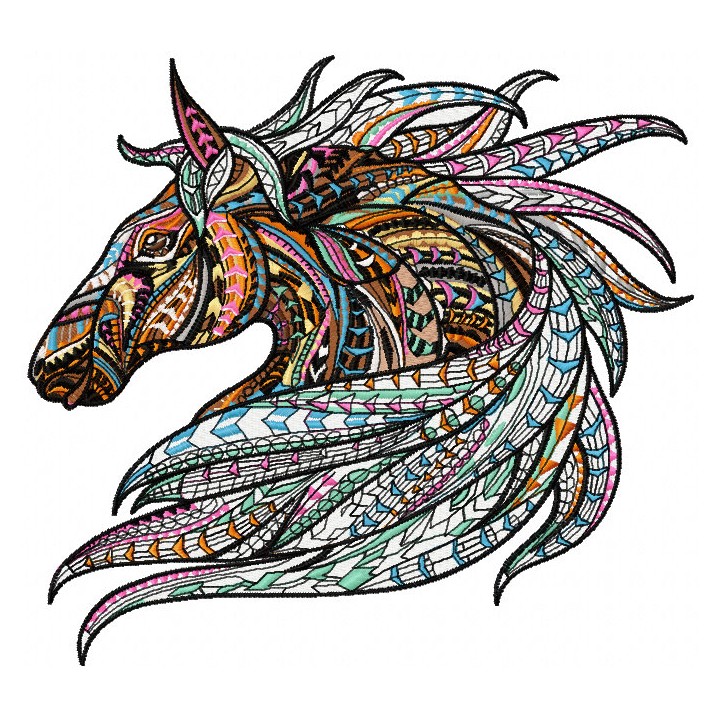 Mosaic horse embroidery design - Embroidery Design